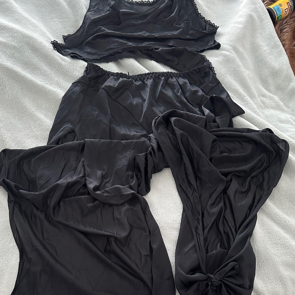 Frederick's of Hollywood Black Tie-Front & Bottoms - Picture 5 of 15